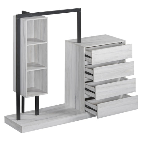 Wardrobe With 4 Drawers And 3 Shelves - White
