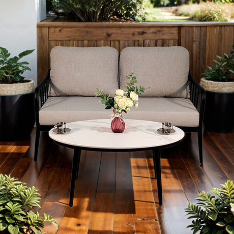 Outdoor Patio Modern Set With Removable Sunbrella Cushions And Table