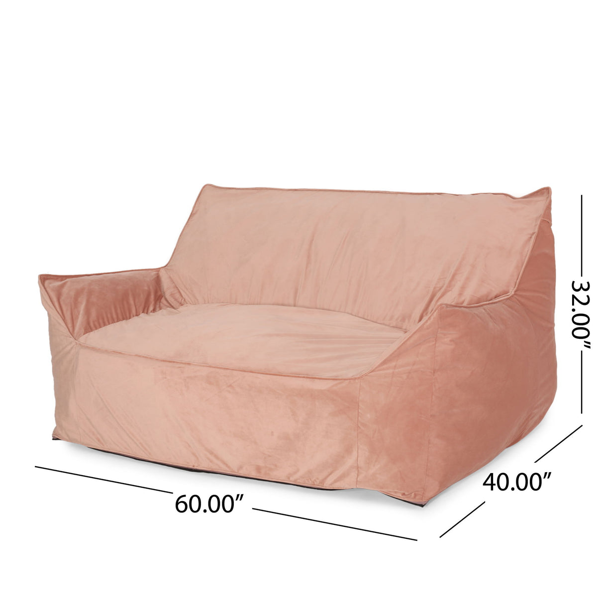 Fila - Velveteen Oversized Seater Bean Bag Chair With Armrests