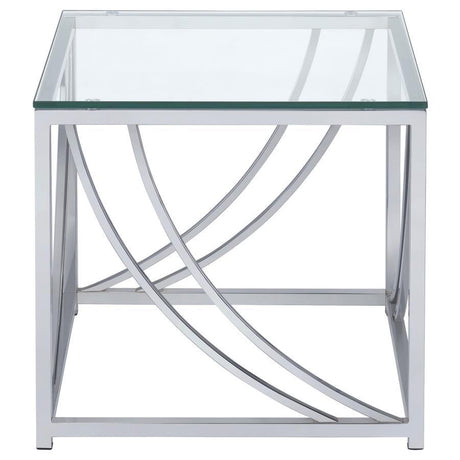 Lille - Glass Top Square End Table Accents - Chrome