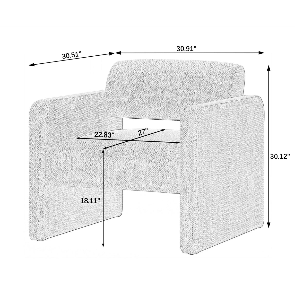 Modern Single Sofa Chair With Armrests Upholstered Velvet For Various Rooms Compact Size - Beige