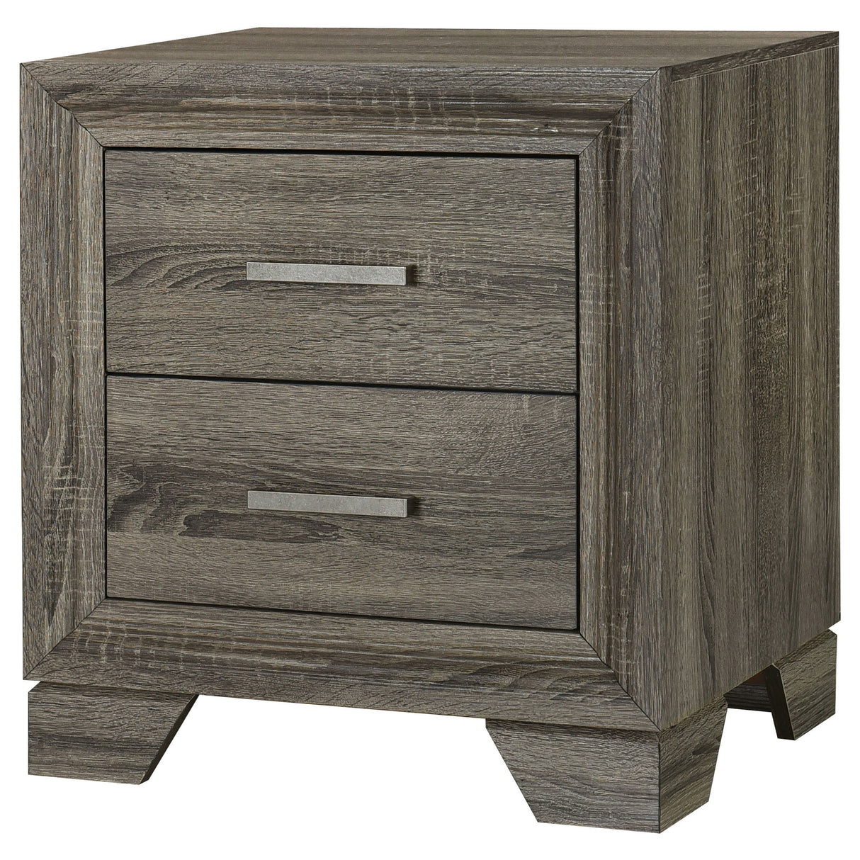 Wright - 2-Drawer Nightstand Bedside Table - Brown Oak