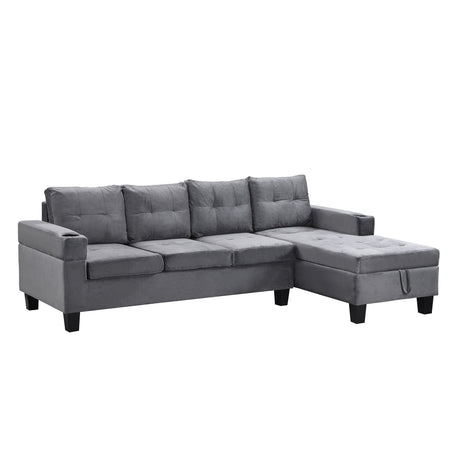 Modern Sectional Sofa Set With L Shape Chaise Lounge And Storage
