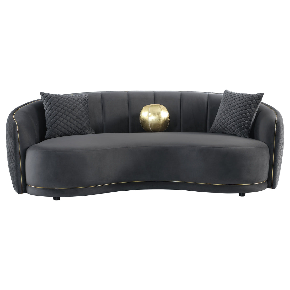 Brookside - 2 Piece Velvet Upholstered Sofa Set - Dark Gray