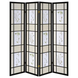 Catabella - 4-Panel Floral Print Folding Screen - Multi-Color