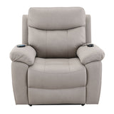 Chriki - Power Recliner With Lift & Heating & Massage - Beige Chenille & Black Finish