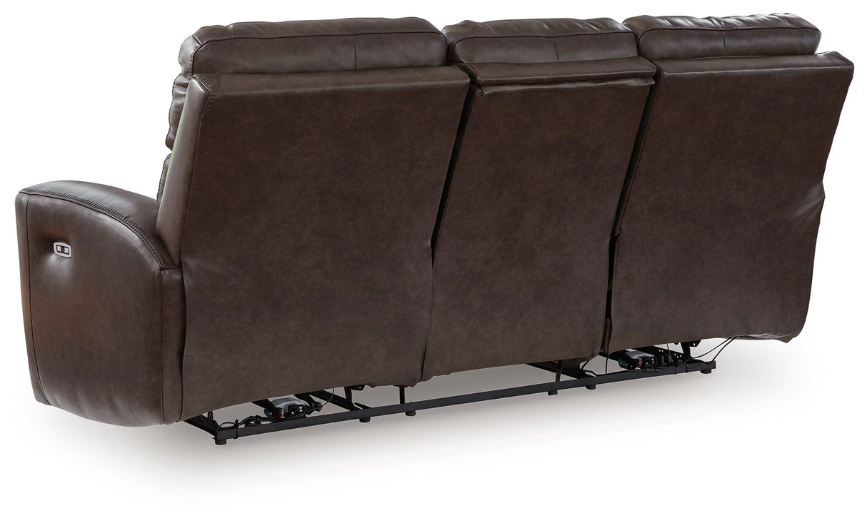 Crossplex - Smoke - Power Reclining Sofa With Adjustable Headrest