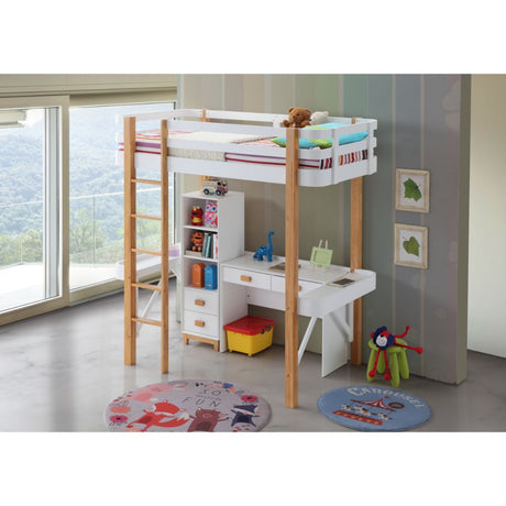 Rutherford - Loft Bed - White & Natural