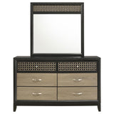 Valencia - 6-Drawer Dresser With Mirror - Light Brown And Black