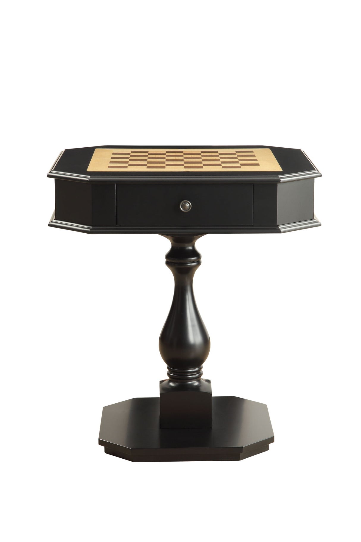 Bishop - Reversible Chess Checker Game Table With Game Tray (Chess Fingures Not Included) - Black