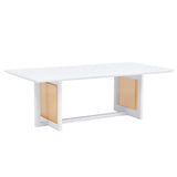 Chinese Style White Solid Wood And Imitation Rattan Coffee Table