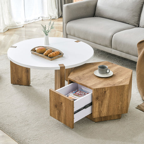 Fashionable Versatile Coffee Table Set - White / Wood