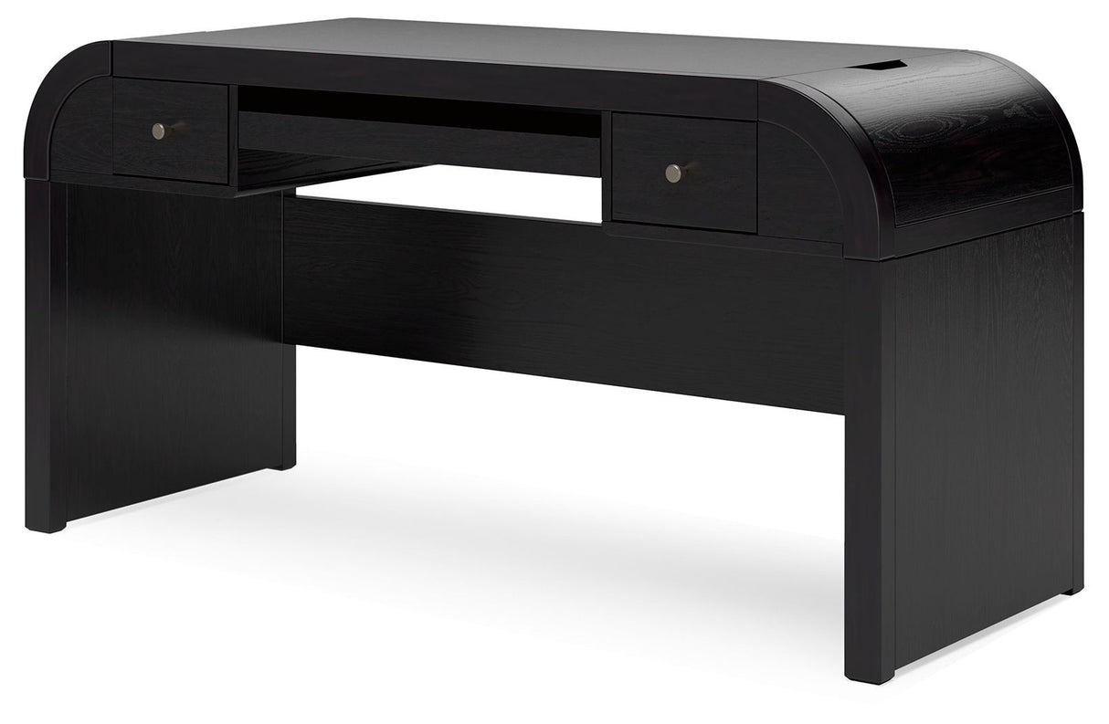 Rowanbeck - Black - 3 Pc. - Home Office Desk, Chair, Bookcase