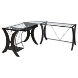 Monterey - Glass Top L-Shape Computer Desk - Cappuccino