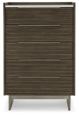 Arkenton - Grayish Brown / White - Five Drawer Chest
