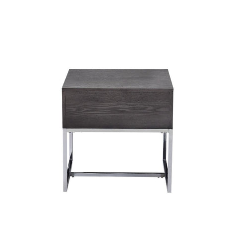 Iban - End Table - Gray Oak & Chrome