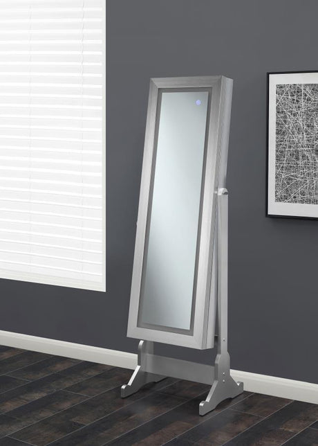 Moore - Cheval Mirror With Jewelry Storage - Silver