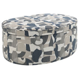 Tomkins - Oval Upholstered Storage Ottoman - Indigo Blue