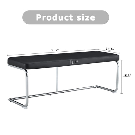 Shoe Changing Bench With Silver Metal Legs For Versatile Use - Black