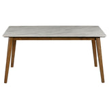 Everett - Faux Marble Top Dining Table - Natural Walnut And White