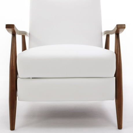 Solaris - Wood Arm Push Back Recliner Comfortable Chair With Accents - White