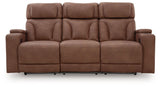 Clean-Slate - Caramel - Power Reclining Sofa / Adj Headrest