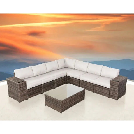 6 Person Seating Group With Cushions - Brown