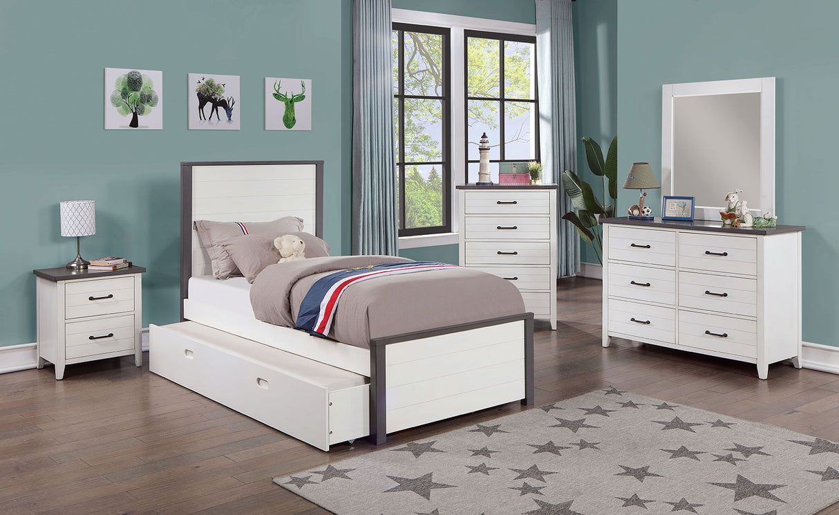 Priam - Twin Bed - White / Gray