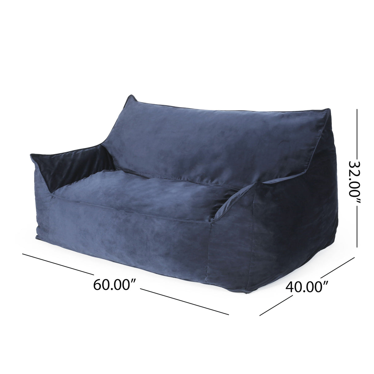 Fila - Velveteen Oversized Seater Bean Bag Chair With Armrests