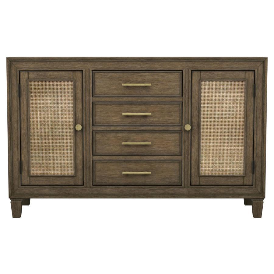 Matisse - 4-Drawer Dining Sideboard Buffet Cabinet With Rattan Cabinet Doors - Brown