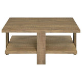 Dawn - Square Engineered Wood Coffee Table With Shelf - Mango