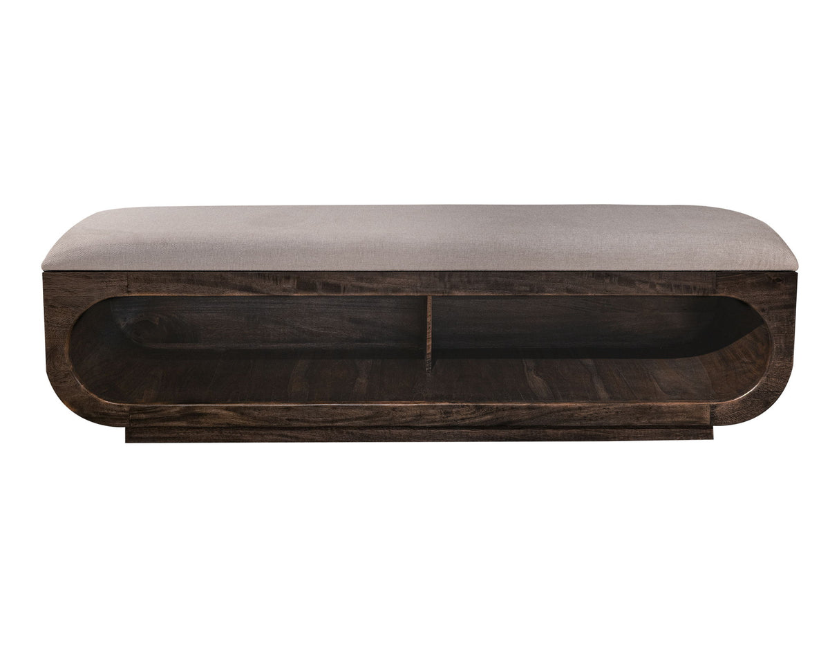 Black Balam - Wooden Bench With Fabric Cushioned Seat - Oil Black