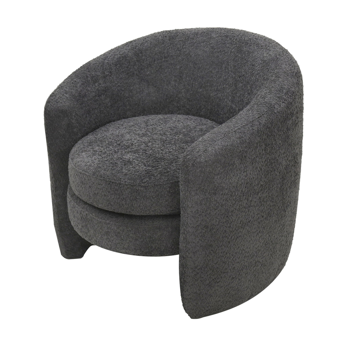 Affinity Modern Curved Back Upholstered Accent Chair With Soft Cozy Boucle Fabric - Dark Gray