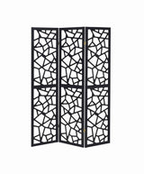 Nailan - 3-panel Open Mosaic Pattern Room Divider - Black