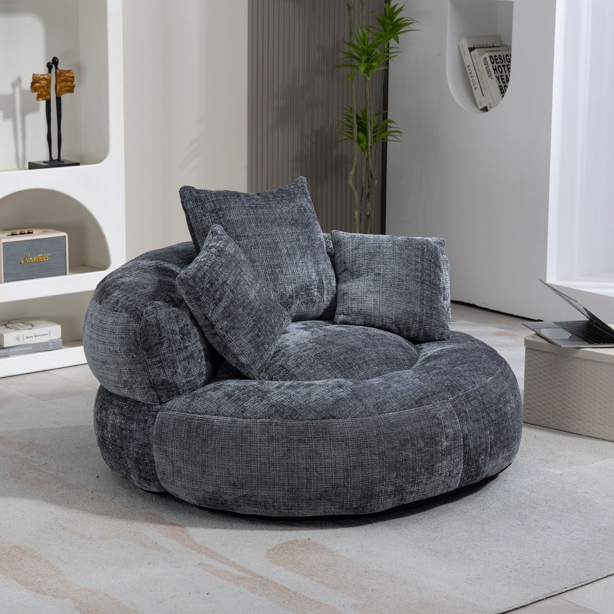 Lazy Sofa High Back Bean Bag Chair Couch With 3 Pillows