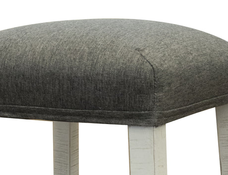 Stone - Stool With Fabric Seat - Antiqued Ivory / Weathered Gray