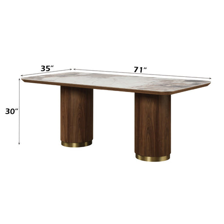 Willene - Dining Table With Ceramic Top - Walnut