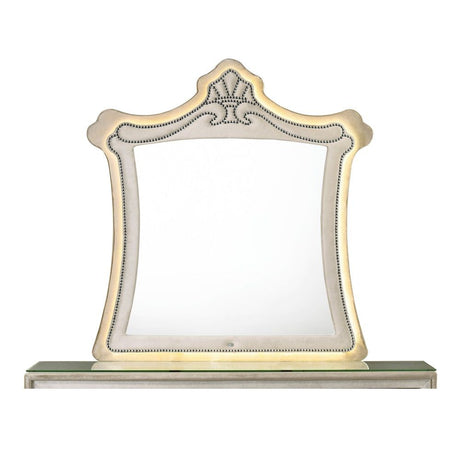 Lucienne - Mirror With LED - Beige Velvet