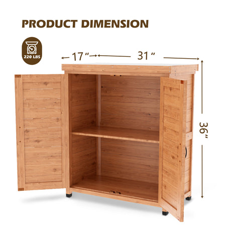 Rustic Cedar Potting Bench With Storage Cabinet And Metal Table Top For Outdoor Patio - Light Brown