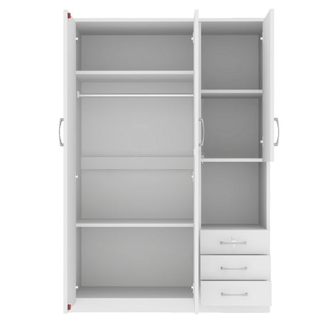 2 Doors Wardrobe Storage For Bedroom With Shelves And 3 Drawers - White