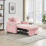 Modern Velvet 3 In 1 Sofa Bed Chair, Adjustable Recliner