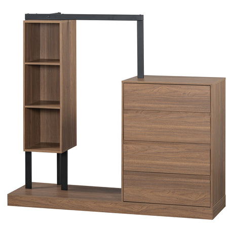 Wardrobe With 4 Drawers And 3 Shelves - Espresso