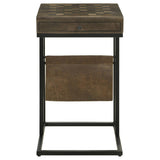 Chessie - 1-Drawer Square Side Table With Leatherette Sling - Tobacco And Black