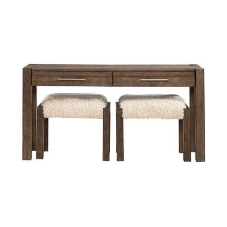 Broadmore - 3 Piece Table Set (1 Console Table 2 Console Stools) - Brown