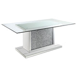 Marilyn - Rectangular Glass Top Dining Table - Silver