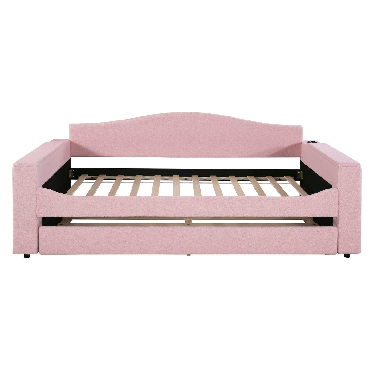 Upholstered Daybed With Storage Armrests, Trundle And Latest Integrated Bluetooth Audio System