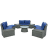 10 Piece Outdoor Sectional Half Round Patio Rattan Sofa Set