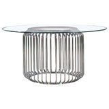 Veena - 60" Round Glass Top Dining Table - Clear And Chrome