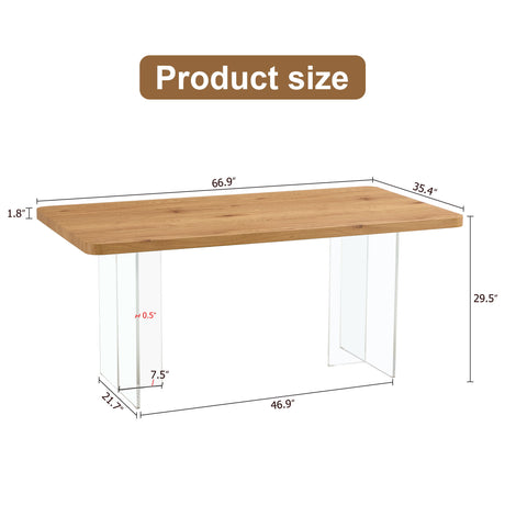 Modern Minimalist Wooden Table With Acrylic Legs