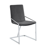 Zlatan - Side Chair (Set of 2) - Gray Velvet & Chrome